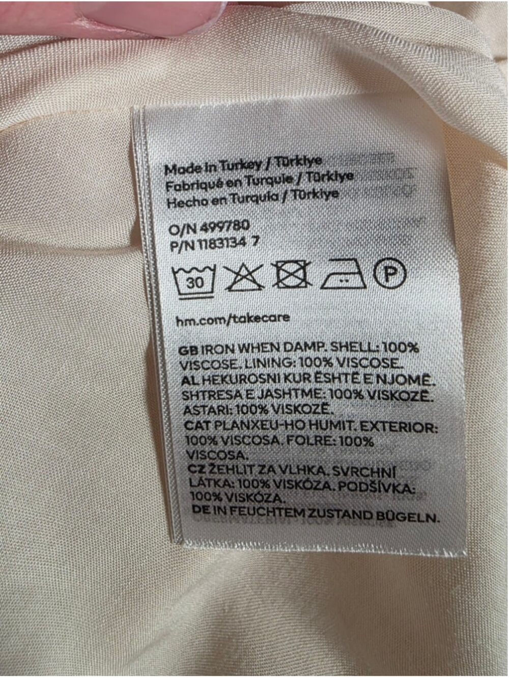 H&M Satin Slip Dress Cream Ivory Ruffle Midi Dress Asymmetrical Hem V Neck S - Picture 12 of 12